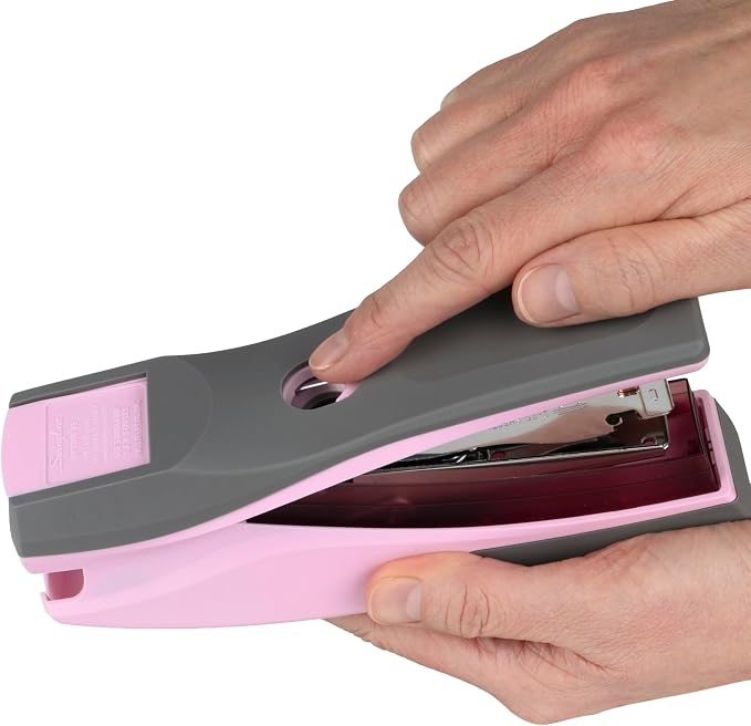 Swingline Stapler, 25 Sheet Capacity, Optima 25, Jam Free, Reduced Effort, Soft Grip, Pink/Gray (66401)