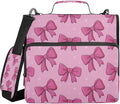 Cute Pink Bows Zipper Binder for School with Shoulder Strap & Extra Pockets - 1.5 Inch 3-Ring Binder Holds 500+ Sheets, Textbooks, Laptop