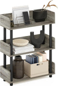 Furinno TURN-N-TUBE Display Shelf, 3-Tier Storage Shelves with Side Panels, Open Shelves Book Shelf with Rounded Corner Top Edges, for Organization and Storage, Living Room, Home Office, French Oak