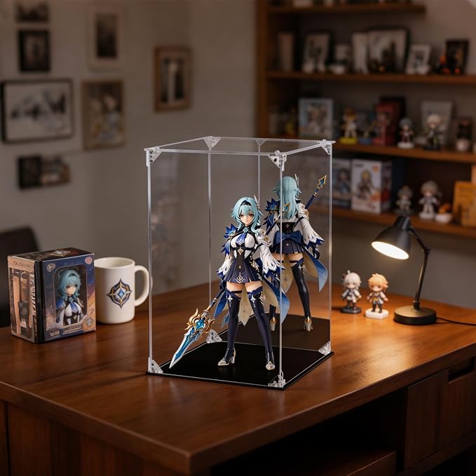 Display Case for Collectibles Assemble Clear Acrylic Box Alternative Glass Case for Display Action Figures Home Storage Organizing Toys (Internal dim 9.5X9.5X15 inch)