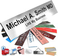 Door Name Plate Personalized for Office Brushed Steel Plastic Name Plate Black Letters - Made in USA 2x12 M1