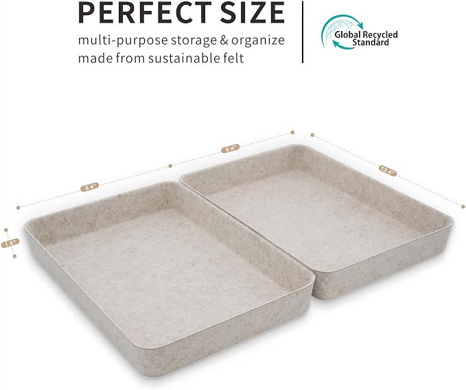 2pc Letter Size Felt File Folder Holder Oatmeal Document Paper Tray