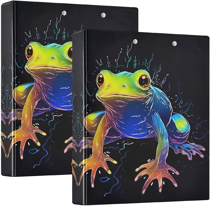 Colorful Frog 3 Ring Binder Letter Size 1.5 Inch Binders 3 Ring with 3 Pockets & Clipboard Three Ring Binder Organizer for Girls School Supplies 1 Pack