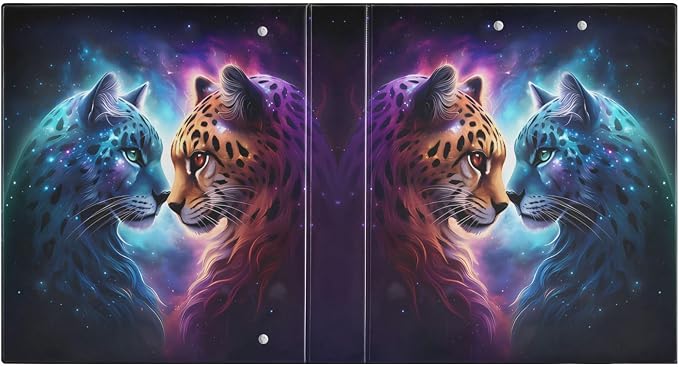 3 Ring Binder Cheetah Tiger Galaxy 1.5" Round Ring Binders View Binder with 200 Sheet for Kids School Supplies Women Men Office, 1 Pack