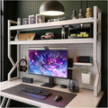 Desktop Bookshelf, Multi-Size pegboard Storage Organizer Rack, Dorm Desk Shelf, Desk Hutch, Desk top Storage Rack, Student Desktop Storage,Desk Shelves for top of des(White, 45.3" Lx9.9 Wx39 H)