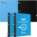360° Pivotable 3 Ring Binder, Upgraded Foldable Binders 1 inch 2 Pack, Thin Small Three Ring Binder Fits 8.5" x 11", for Home, School and Office Binders Supplies - Blue