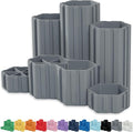 Glassboard Studio Hexaflex Organizer Set - Pen and Pencil Holder for Desk, Versatile Hexagon Design, Adjustable Dividers, 12 Color Options - Desk and Office Organization (Steel Gray)