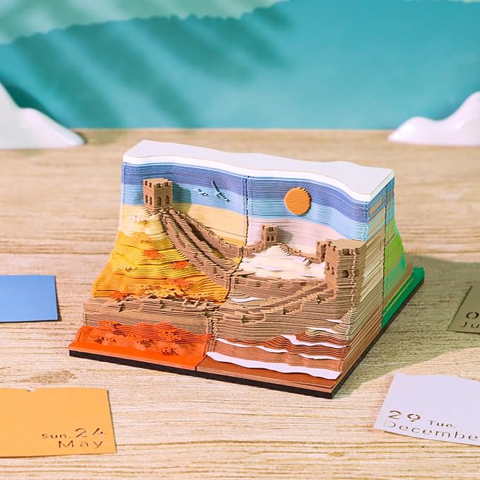 3D Time Piece Calendar, 2027 Desk Calendar With LED Light, 3d Tree Memo Pad Creative Desk Calendar, Christmas Gift for Colleague Friend, Desktop Decoration (Four Seasons)