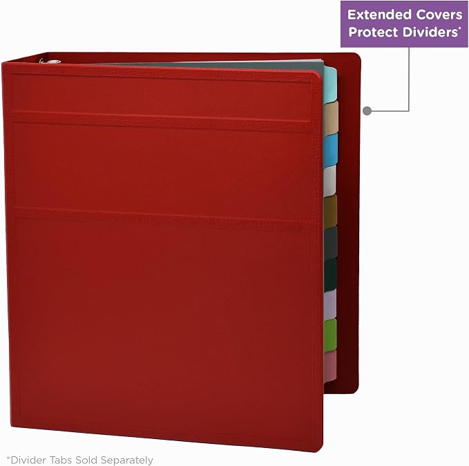 Carstens 2-Inch Heavy Duty 3-Ring Binder - Side Opening, Brick Red, Durable Plastic, No-Gap Rings, Waterproof Covers, No Pockets, Holds 300 US Letter Sheets, BPA-Free, Made in USA (2828-3R) Case of 16