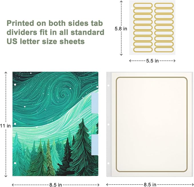 Rouidr 3 Ring Binder with clipboard, 1 inch 8.5 x 11 in Letter Size View Binders Organizer with Dividers Tabs & Clear Sleeves, School Supplies, Office Supplies