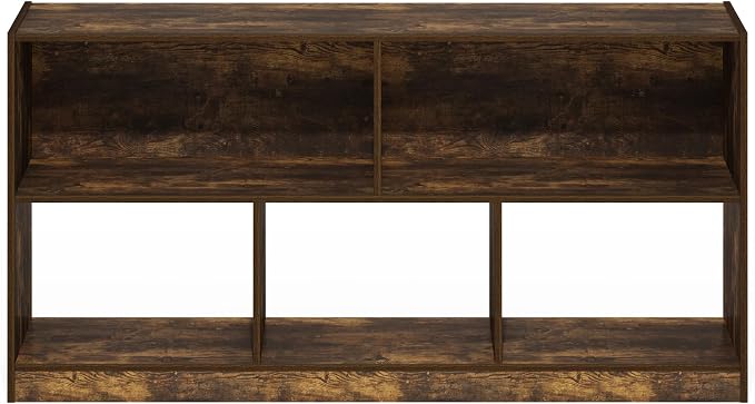 Furinno DALY Book Shelf, 5-Cube Bookshelf, Horizontal Cube Storage Organizer Bookcase, 10.9 x 47.2 x 23.6, for Living Room, Bedroom, Home Office, Amber Pine