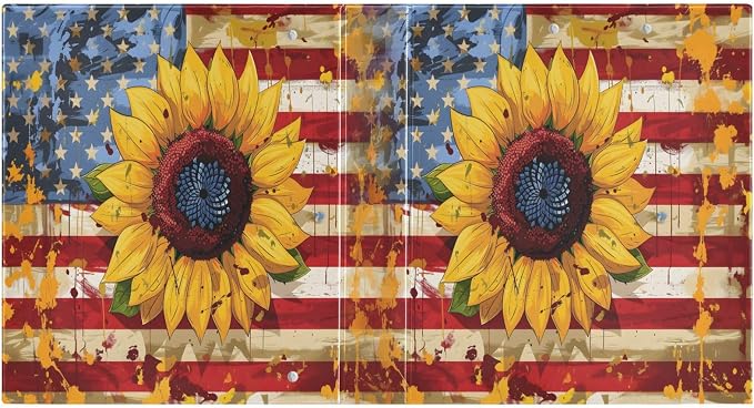 ALAZA 3 Ring Binder USA Flag Patriotic Sunflower Clipboard Round Ring Binder Holds 1.5 Inch Three Ring Binder Heavy Duty Ring Binders for School Office Supplies, 1Pack