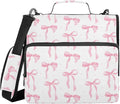 Coquette Ribbon Watercolor Zipper Binder with Shoulder Strap Bag 3 Ring Binder Organizer Large Capacity Multiple Compartments for School Office