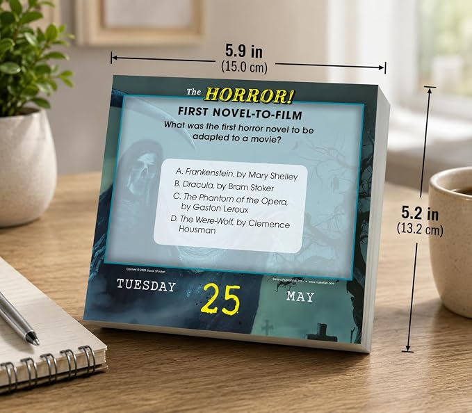 The Horror! 2027 Daily Desk Calendar: Boxed Page-a-Day Scary Movie & Trivia Calendar with Day-to-Day Frightening Facts for Horror Fans & Fright Fanatics