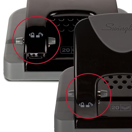 Swingline 2 Hole Punch, 20 Sheet Capacity Hole Puncher, Paper Punch, SmartTouch Low Effort Comfort Handle, Alignment Guide, Black & Gray (74135)