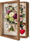 TJ.MOREE Large Shadow Box 13x16 Display Case Wood Picture Frame Carbonized | Fits 12x15.6 Inserts with Linen Back Rustic Keepsake Box with Glass for Memorabilia Bridal Shower Wedding Flowers Gifts
