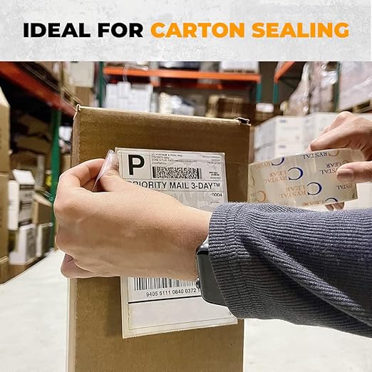 WOD CST22CC Crystal Clear See-Through Packing Tape – 2 inch x 110 yds. for Carton Sealing Mailing, Shipping, and Protection, Label Covering, Lamination, and Outdoor Uses.