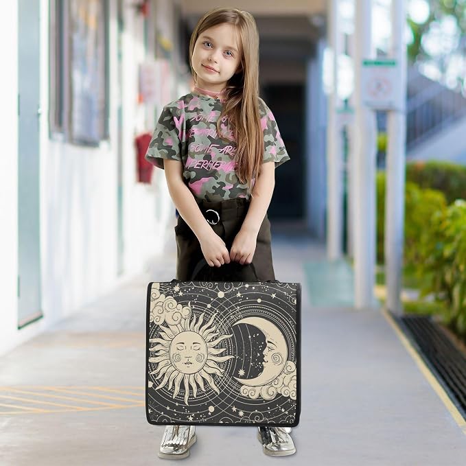 Tarot Celestial Bohemian Binder Bag 3 Ring Zipper with Handle Shoulder Strap