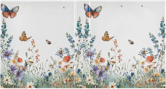 3 Ring Binder, Wildflowers Butterflies Botanical File Folder Holds 200 Sheets File Storage for Women Men School Office Supplie