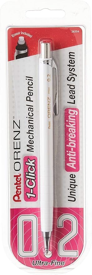 Pentel Orenz Mechanical Pencil (0.2mm), White Barrel, 1 Pack (PP502BP)