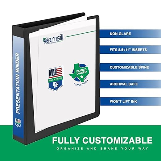 Samsill 1.5 Inch 3 Ring Binders, Made in USA, Economy Round Ring, Clear View Cover, 325 Sheet Capacity - for School, Home, Office - Black, 4 Pack