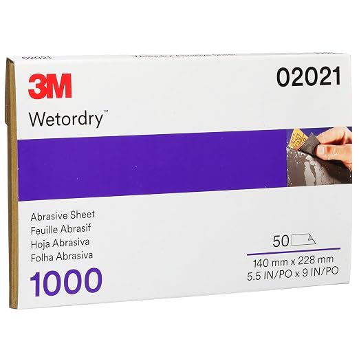 3M Wetordry Abrasive Sheet, 401Q, 02044, 2000+ Grade, 5 1/2 in x 9 in | 50 Sheets, Fast Cutting, Auto Body Sanding, Paint Finishing