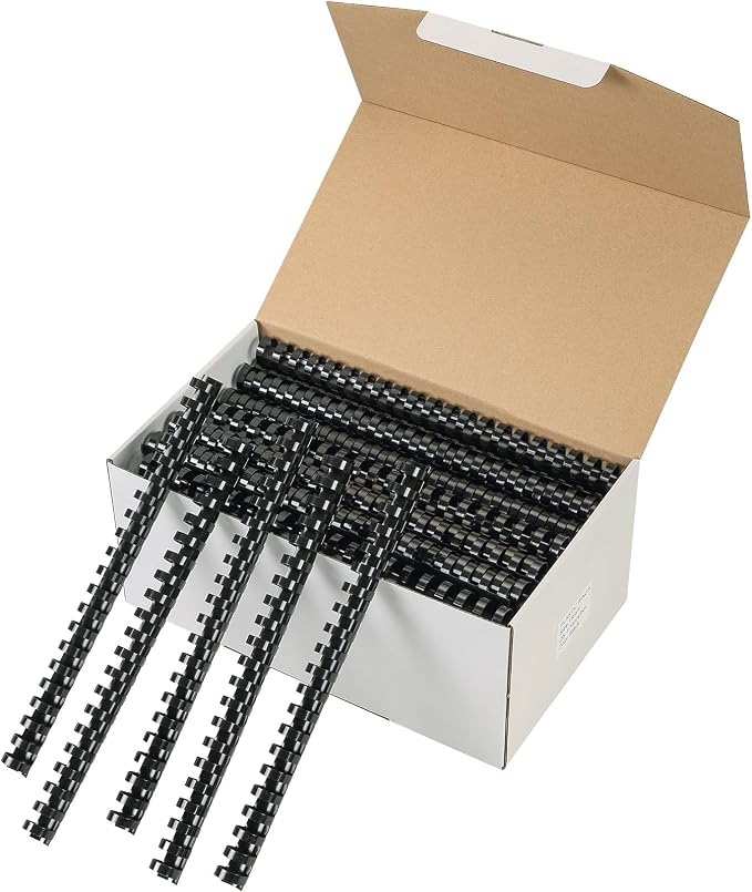 MYFULLY 100 Pack 21-Ring Plastic Binding Spines 3/4" Dia, 180-Sheet | Black Comb Binding Combs for Office and School, Ideal for Reports, Presentations, and Documents with A4 Pages