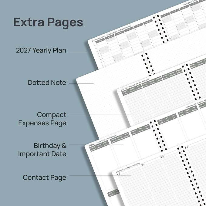 POPRUN 2027 Daily Planner One Page Per Day, Large 8.5" x 12" Calendar Book