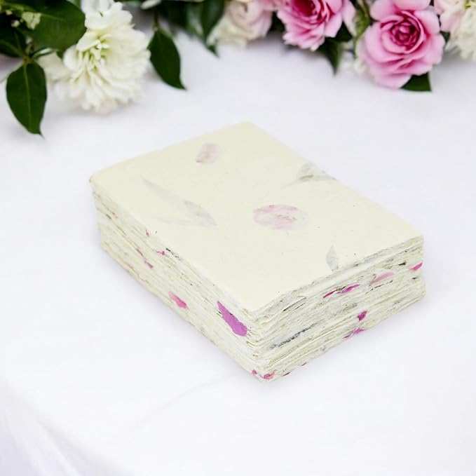 Handmade Lokta Card Stock 5x7 Deckle Edge, Forest Wanderer (100 Sheets) | Kathmandu Valley Co. pressed flowers & leaves, decorative stationery, DIY wedding invitations, thank you notes, made in Nepal