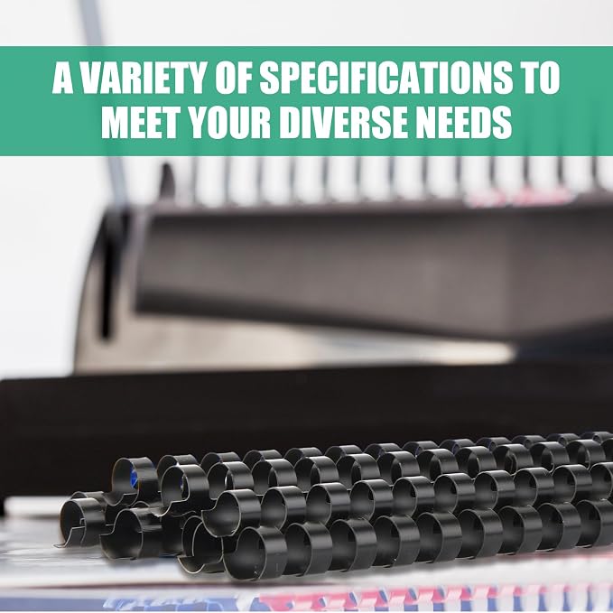 Maitys 300 Pcs Plastic Binding Combs Bulk 19 Ring Comb Spines Letter Size Spiral Binding for Notebook Calendar Picture(1/2 Inch,Black)