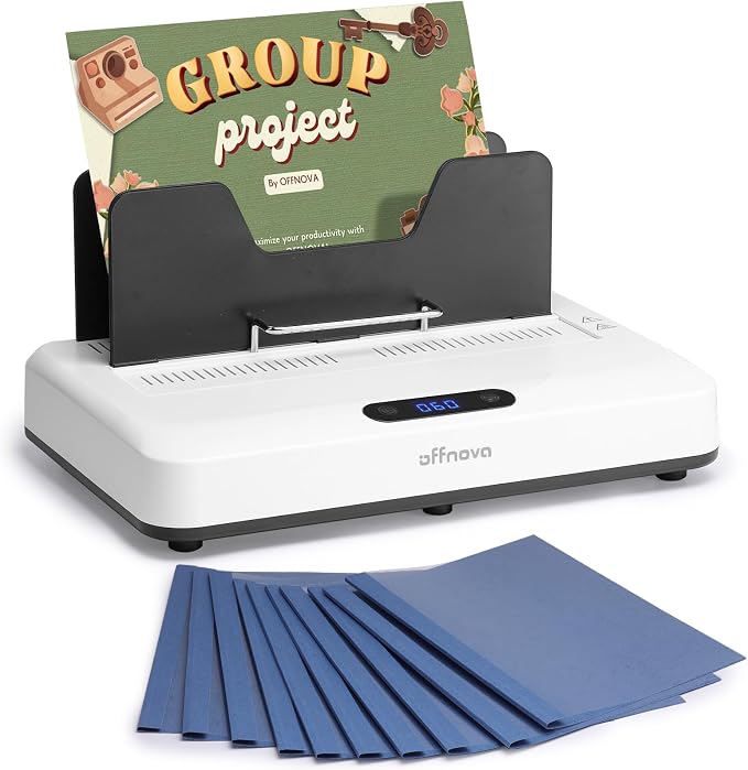 OFFNOVA Thermal Binding Machine 500 Sheets Capacity, No Preheat, Air Cooling, Book Binder Machine with 10 Binding Covers, A4/A5/Letter Size Business Documents, Office and Homeschool Projects