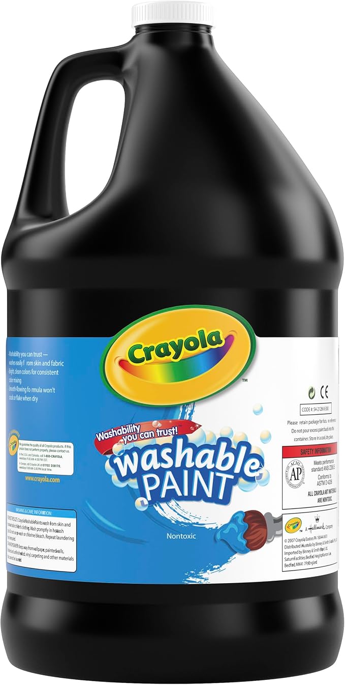 Crayola Washable Paint For Kids - Black (1 Gallon), Kids Arts And Crafts Supplies, Non Toxic, Bulk | Non Toxic, Bulk, Arts and Craft Supply