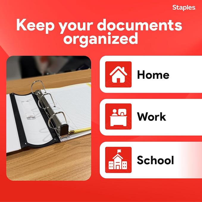 Staples Better Binder, 2 Inch 3-Ring, White, Heavy-Duty | Reinforced binder built for school and office document organization.