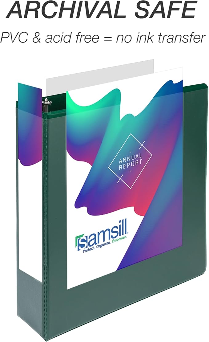 Samsill Durable 2 inch 3 Ring Binder, D Ring Binder, 100% Recycled Chipboard, Green, 12 Pack