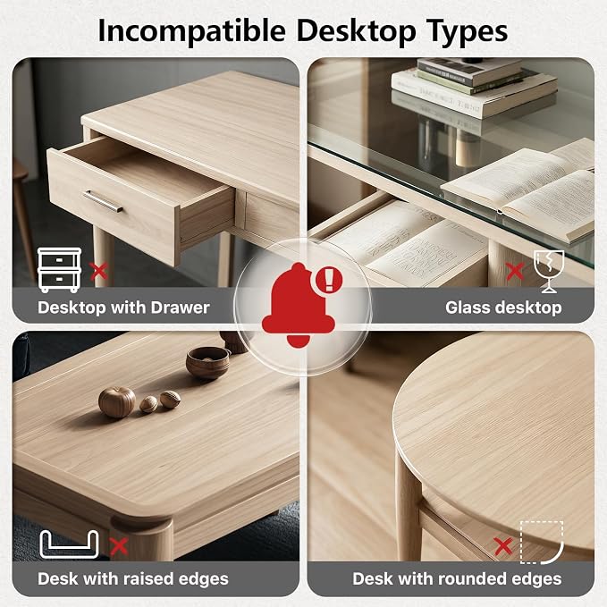 3 Tier Clamp on Desk Shelf, 360° Rotatable Desk Riser, Black | Height Adjustable Desktop Storage Tray with Baffle, Over or Under Desk Organizer Shelf for Office Accessories