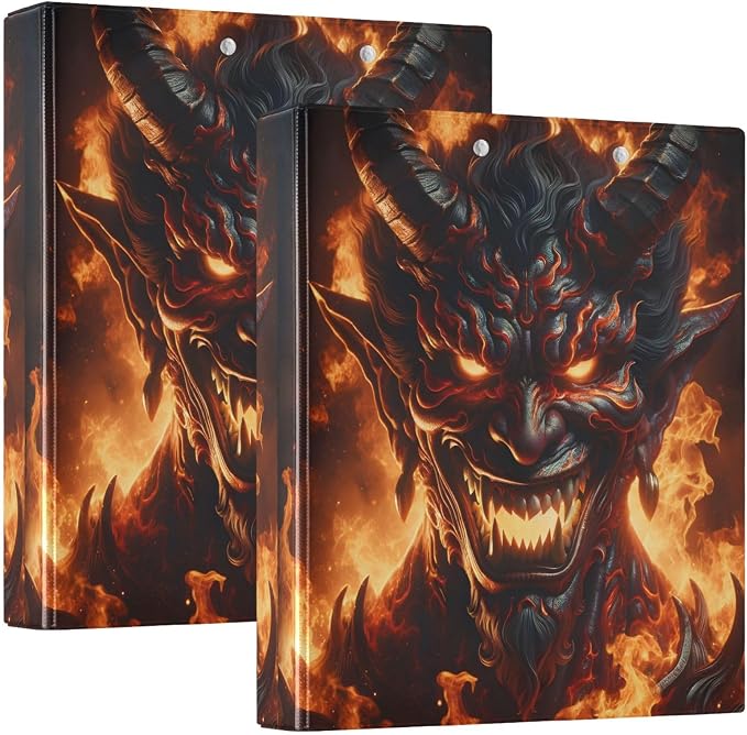 3 Ring Binder Demon Flames 1.5" Round Ring Binders View Binder with 200 Sheet for Women Men Office Kids School Supplies, 1 Pack