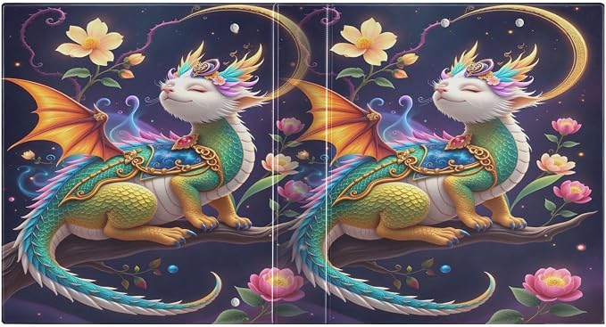 ALAZA 3 Ring Binder Stylish Cute Dragon Clipboard Round Ring Binder Holds 1.5 Inch Three Rings Binders for Office Supplies, 1Pack