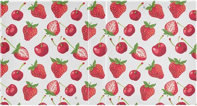 3 Ring Binder Strawberry Berry Fruit 1.5 inch Binders Three Ring Binders with Clipboard Fit 8.5'' x 11'' Paper 3 Interior PVC Clear Pockets for Office Supplies