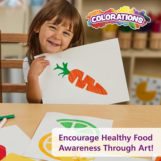 Colorations Fruit & Vegetable Shapes Stencils for Kids, 8" Sq., Set of 12 | Ages 3+, PreK+, Jumbo, Sturdy, Washable, Paint, Draw, Spray, Classroom, Arts & Crafts,, Educational
