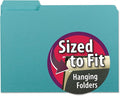 Smead Interior File Folder, 1/3-Cut Tab, Letter Size, Aqua, 100 per Box, Expandable File Folders for Filing Cabinet