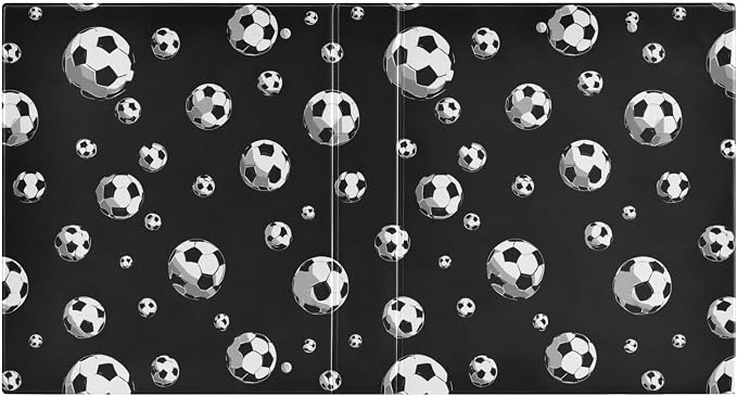 Football Black Round Ring Binders 1.5 Inch Soccer Sports Balls 3 Ring Clipboard Binder for Office School Work Supplies File Folder 200 Sheet Capacity