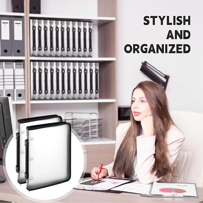 Teling 8 Pcs 1 Inch Zipper Binder 3 Ring Organizer, White | Secure Zipper Closure, Refillable 3 Ring Design, Handle Carry, Fits Letter Size Papers for School, Office and Projects