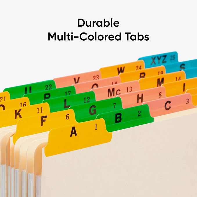 Smead Top Tab File Guides, 25 Count, Manila, 1/5-Cut Tabs, Letter Size (50180)