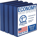 Samsill 1.5 Inch 3 Ring Binders, Economy Round Ring, Clear View Cover, 325 Sheet Capacity - for School, Home, Office - Blue, 4 Pack