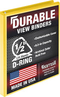 Samsill Durable 0.5 inch 3 Ring Binder, D Ring Binder, 100% Recycled Chipboard, Yellow