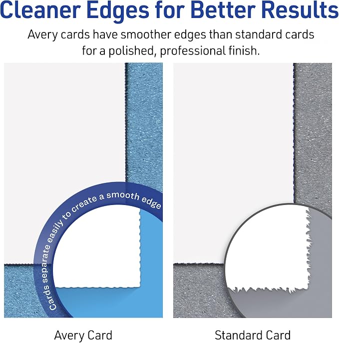 Avery® Printable Note Cards, Envelopes Included, 4.25" x 5.5", Textured White, Inkjet Printer Compatible, 50 Blank Cards per Pack, Great for Product Branding, Marketing, and More (2 Packs of 5813)