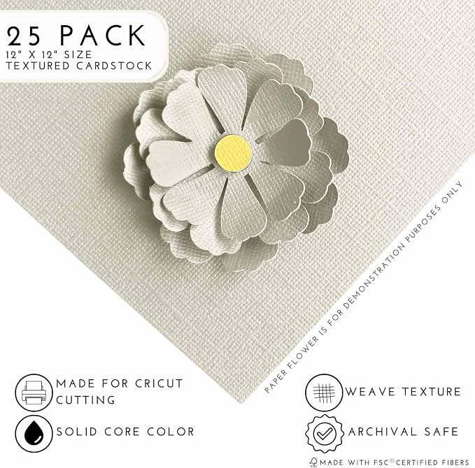 River Rock—12x12 Textured Cardstock | 80lb Textured Gray Scrapbook Paper | Premium Cardstock for Cricut Cutting | 25 Sheets