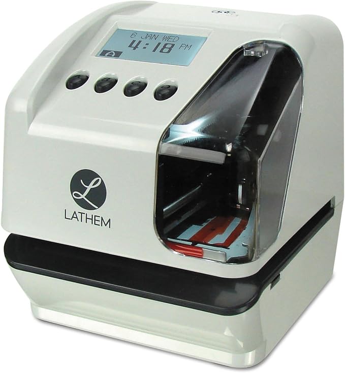 Lathem LT5000 Electronic Multi-Line Document Stamp, Clear/Gray | Operates as Document Stamp, Time Clock, or Numbering Machine