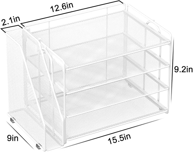 Spacrea Desk Organizers and Accessories, Paper Organizer for Desk with File organizer, Desk Accessories & Workspace Organizers for Office Supplies (White)