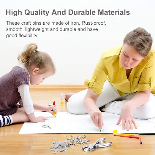 Mudder 100 Pieces Brass Paper Fasteners Paper Brads, and 300 Pieces Washers with Hole Punch for DIY Craft Scrapbooking School Supplies(3/4 Inch Long,Silver)